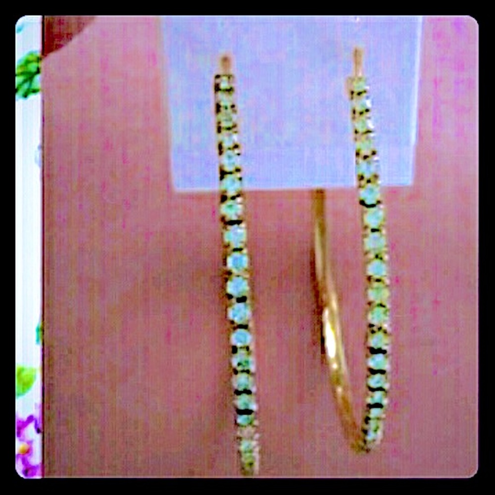 Gold tone bling hoops new